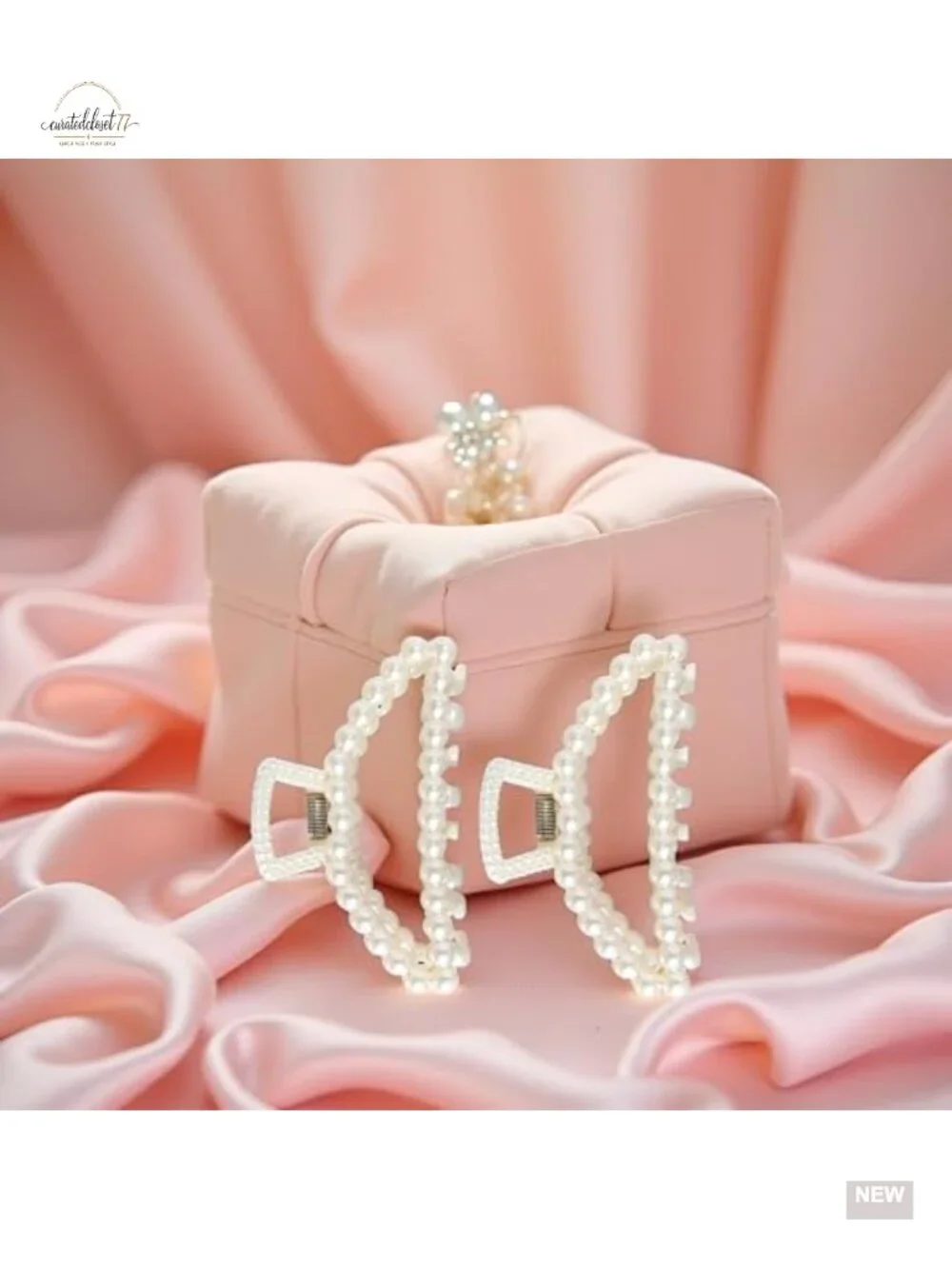 2 Pcs Large Faux Pearl Hair Claw Clips for Thick Hair